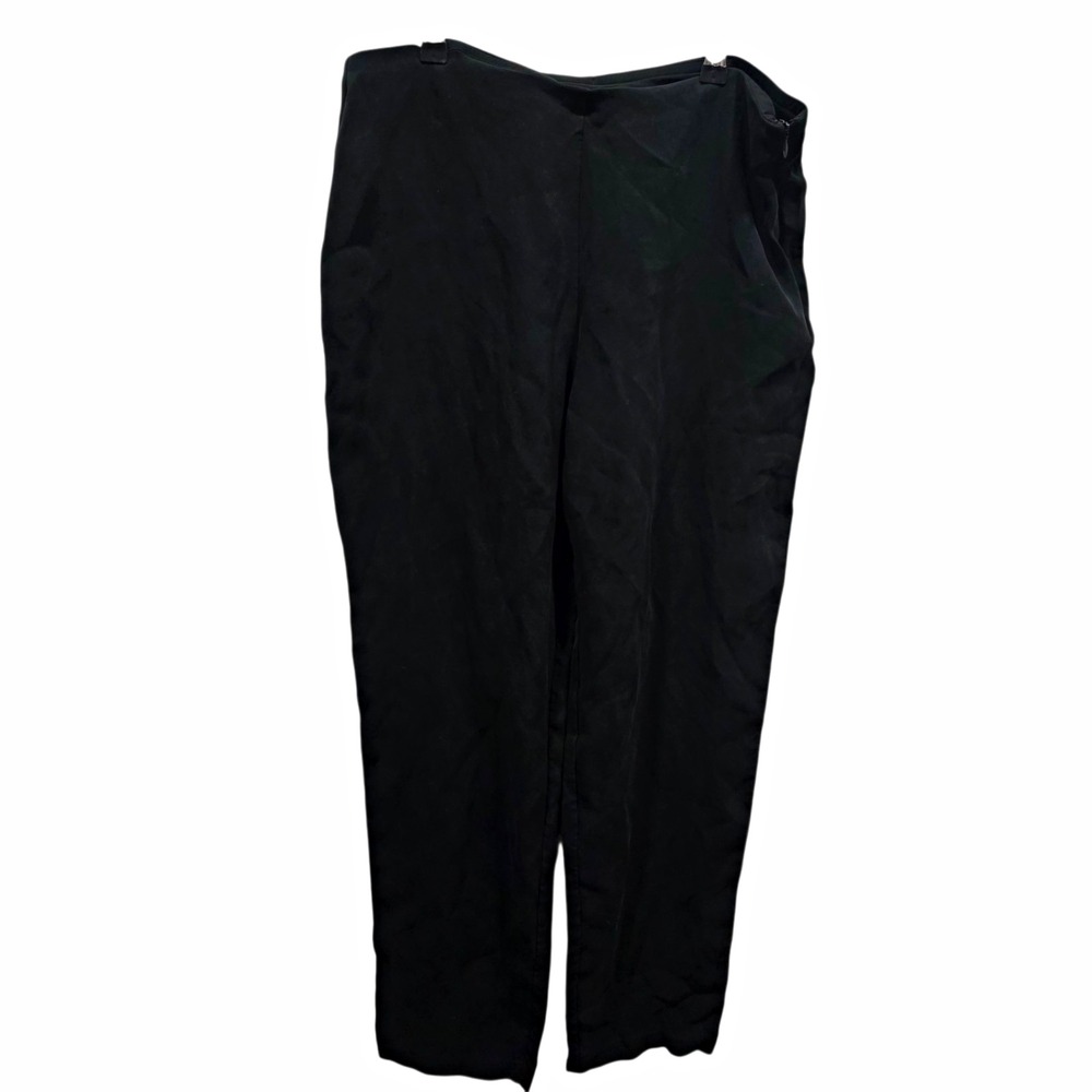 Eileen Fisher Womens M Black Silk Pants Straight Leg Minimalist Quiet Luxury